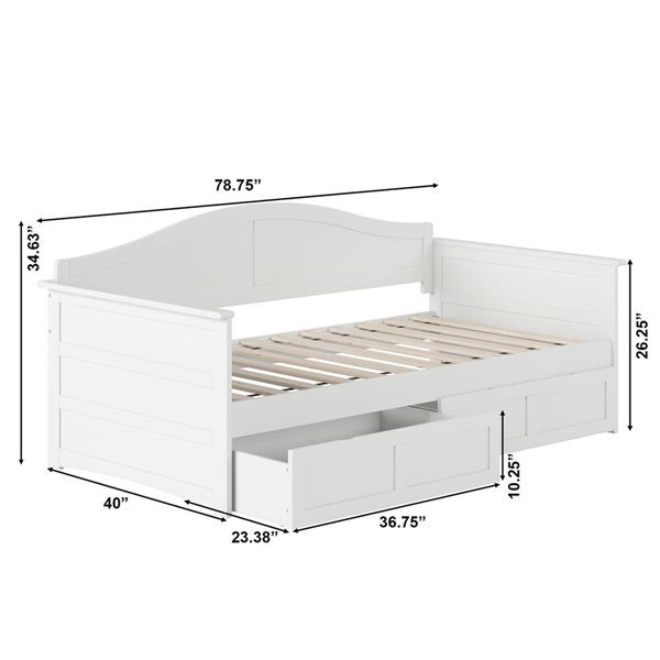AFI Acadia White Twin-Sized Daybed w/ Storage Drawers