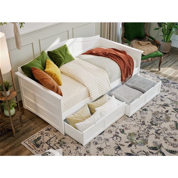 AFI Acadia White Twin-Sized Daybed w/ Storage Drawers