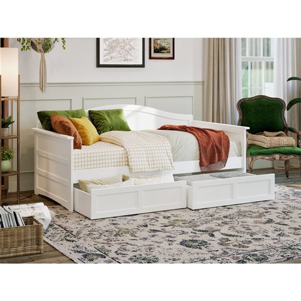 AFI Acadia White Twin-Sized Daybed w/ Storage Drawers