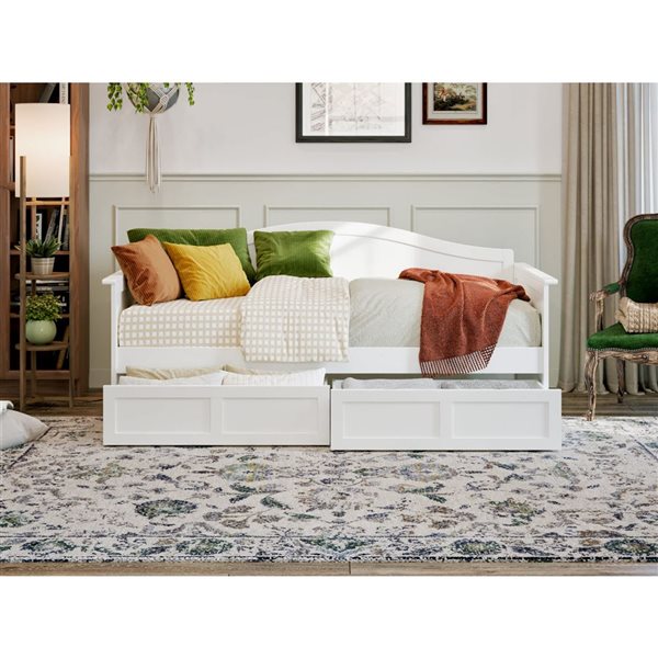 AFI Acadia White Twin-Sized Daybed w/ Storage Drawers