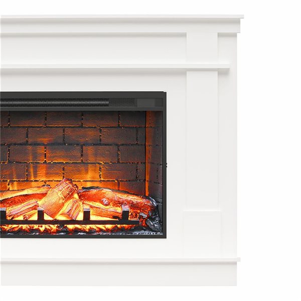 Ameriwood Home Elmcroft 58 W x 44 H x 18-in D White Wood Fireplace Mantel w/ Electric Freestanding Fireplace