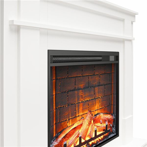 Ameriwood Home Elmcroft 58 W x 44 H x 18-in D White Wood Fireplace Mantel w/ Electric Freestanding Fireplace