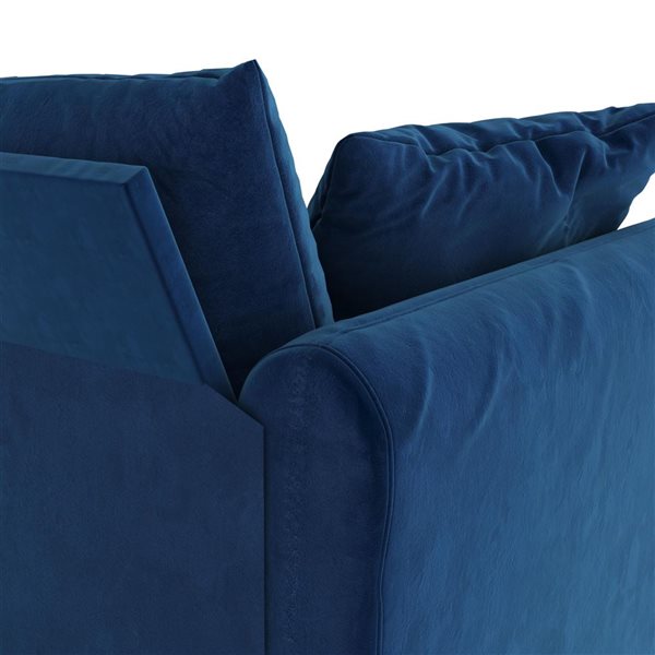 Novogratz Modern Blue Velvet Magnolia Reversible Sectional Sofa w/ Pillows