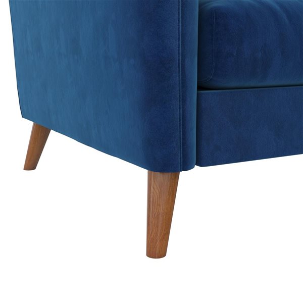 Novogratz Modern Blue Velvet Magnolia Reversible Sectional Sofa w/ Pillows