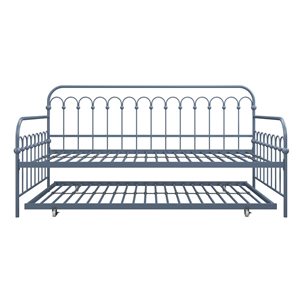 Novogratz Bright Pop Blue Metal Twin Bed w/ Trundle