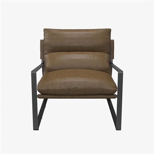 Chaise d'appoint Gatsby DHP rembourrée en similicuir brun
