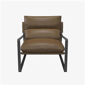 Chaise d'appoint Gatsby DHP rembourrée en similicuir brun