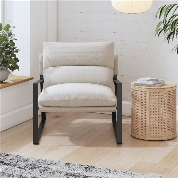 DHP Gatsby Modern Ivory Linen Upholstered Sling Accent Chair