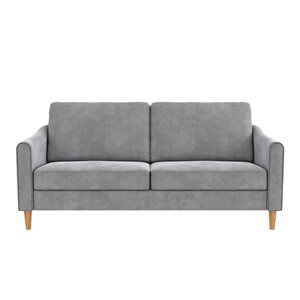 Mr. Kate Moon Modern Grey Velvet Upholstered Sofa w/ Curved Back