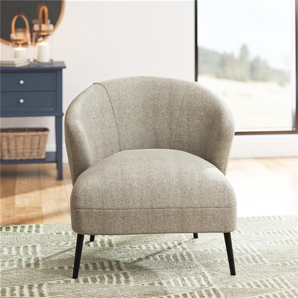 Chaise d'appoint Alice DHP rembourrée en fil bouclé beige