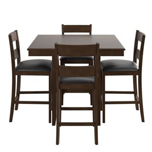 DHP Jerrie 5-Piece Espresso Brown Square Counter Height Dining Set