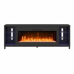 Ameriwood Home Lumina Black Modern Multi-Color Electric Fireplace 70-in W Media Console
