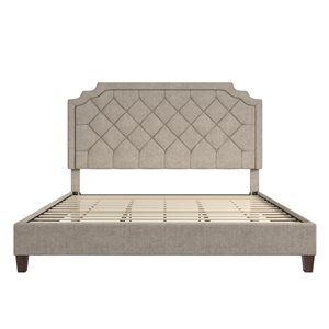 Novogratz Eloise Ivory Upholstered King Wood Platform Bed