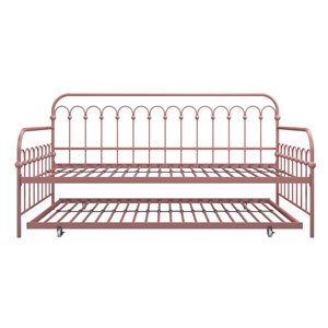 Novogratz Bright Pop Pink Metal Twin Bed w/ Trundle