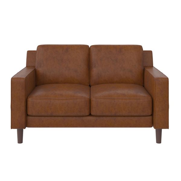 DHP Brynn Modern Brown Faux Leather Loveseat 2 Seater Sofa DA2023279 | RONA