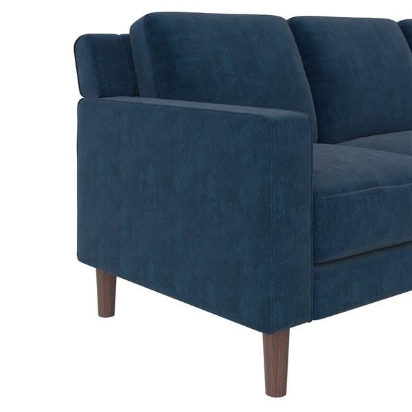 DHP Brynn Modern Blue Velvet 3 Seater Sofa