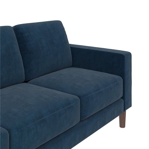 DHP Brynn Modern Blue Velvet 3 Seater Sofa