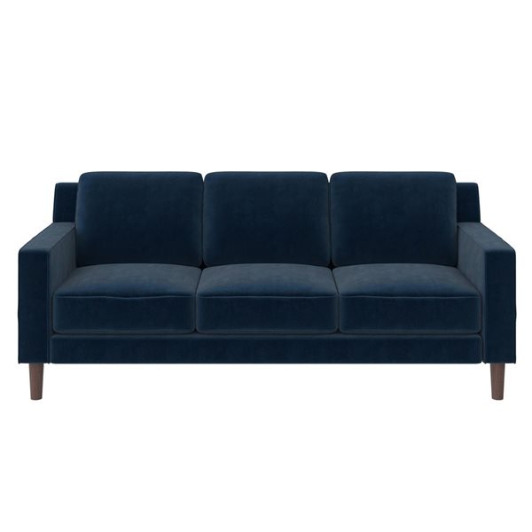 DHP Brynn Modern Blue Velvet 3 Seater Sofa