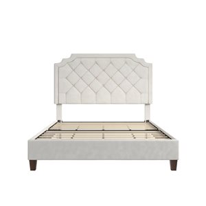 Novogratz Eloise Ivory Upholstered Queen Wood Platform Bed