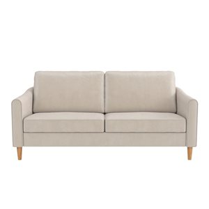 Mr. Kate Moon Modern Ivory Velvet Upholstered Sofa w/ Curved Back