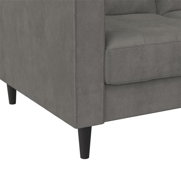 CosmoLiving Strummer Modern Grey Velvet Reversible Sectional Sofa Couch