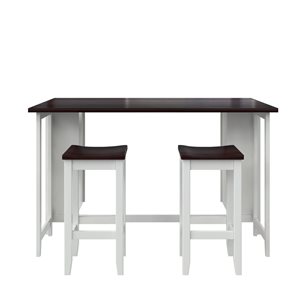 DHP Jorden 3-Piece Walnut and White Rectangular Counter Height Drop-Leaf Dining Set