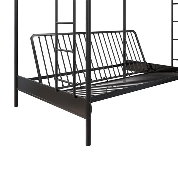Lit double superposé et futon Sammie DHP en métal noir