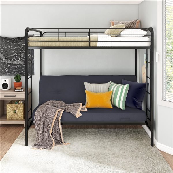Lit double superposé et futon Sammie DHP en métal noir