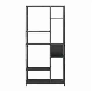 Mission District Metal 6-Shelf Room Divider Black Bookcase