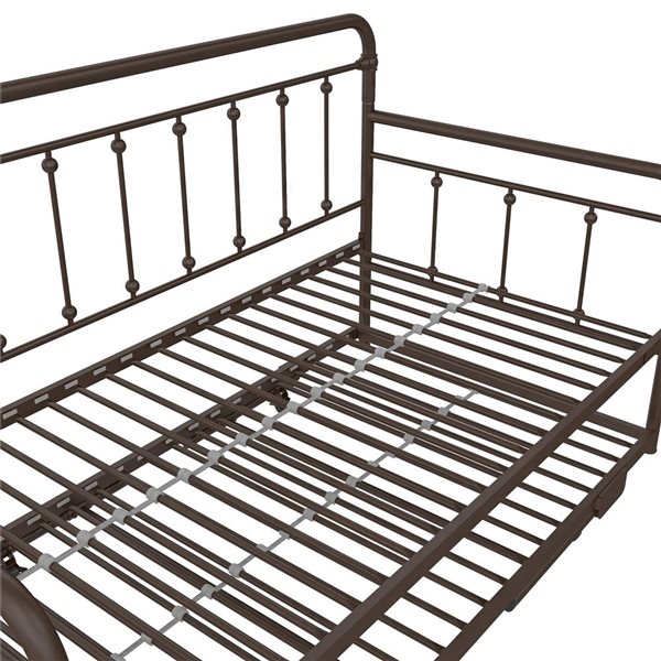 Lit simple Locky DHP en métal bronze avec lit gigogne escamotable