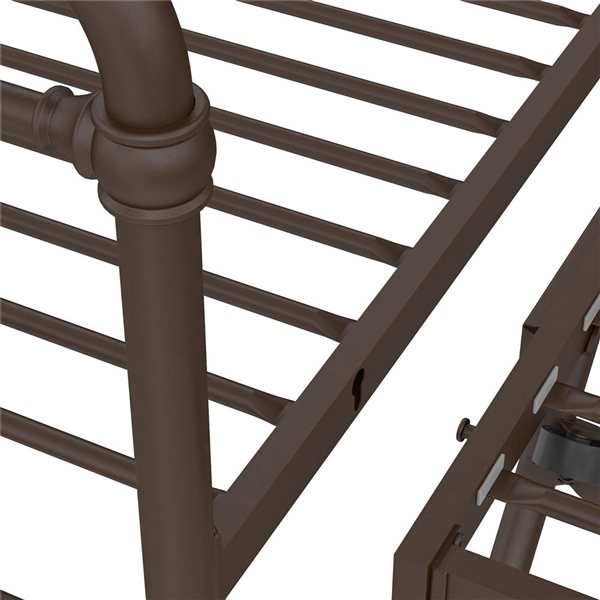 Lit simple Locky DHP en métal bronze avec lit gigogne escamotable