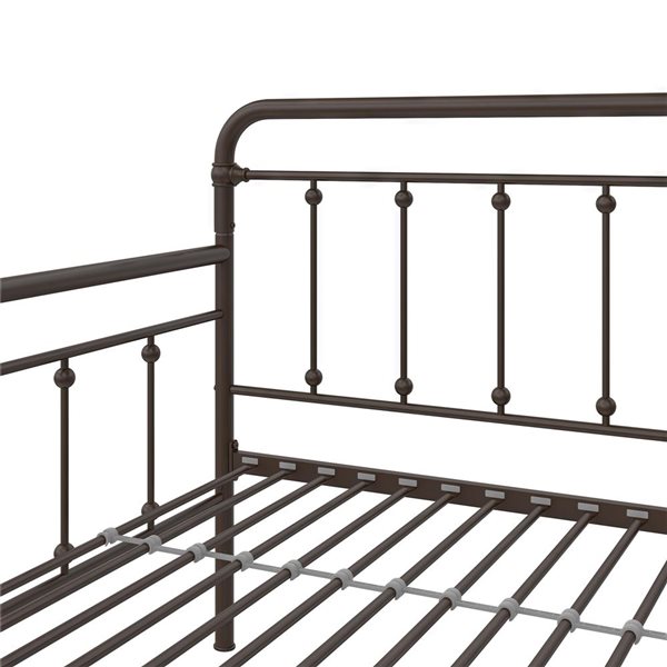 Lit simple Locky DHP en métal bronze avec lit gigogne escamotable