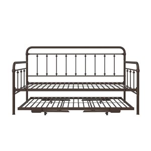 Lit simple Locky DHP en métal bronze avec lit gigogne escamotable