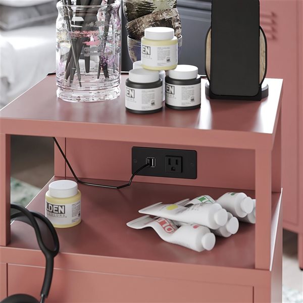 Novogratz Cache Metal Locker-Style Mobile Storage Cart - Dusty Rose