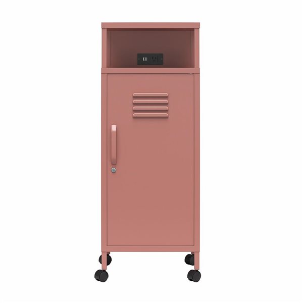 Novogratz Cache Metal Locker-Style Mobile Storage Cart - Dusty Rose
