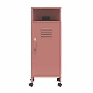 Novogratz Cache Metal Locker-Style Mobile Storage Cart - Dusty Rose