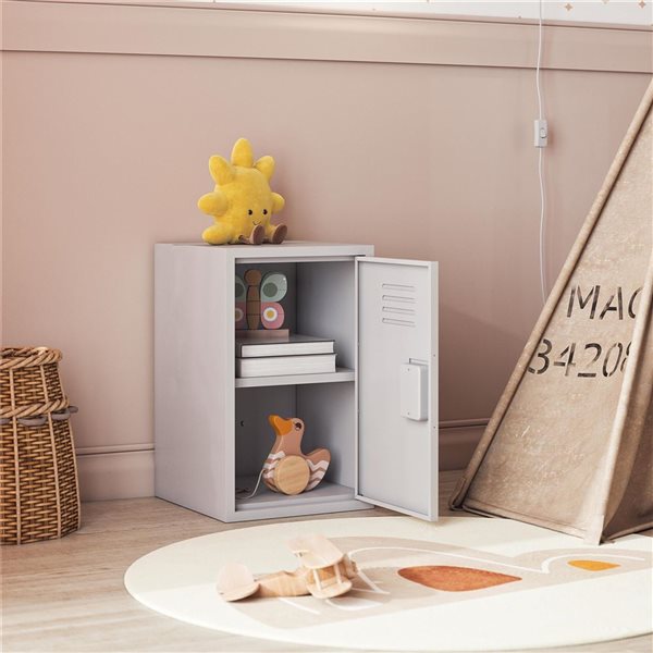 Little Seeds Casey Kids Stackable Mini Metal Storage Locker - Dove Grey