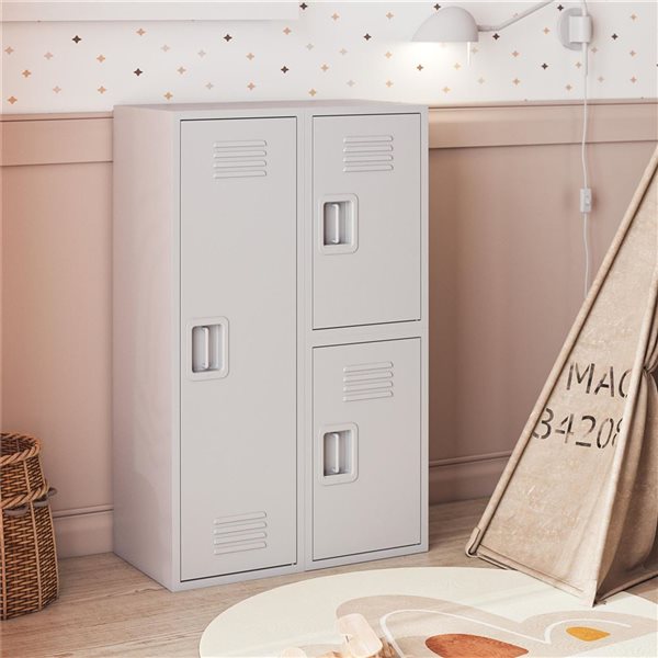 Little Seeds Casey Kids Stackable Mini Metal Storage Locker - Dove Grey