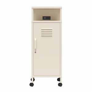 Novogratz Cache Metal Locker-Style Mobile Storage Cart - Parchment