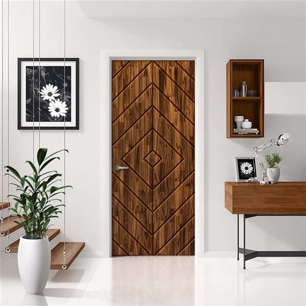 CALHOME 24 x 80-in Walnut Stained Pine Wood Interior Hollow Core Slab Door