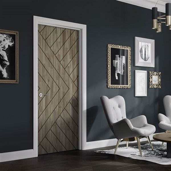 CALHOME 34 x 80-in Weather Grey Stained Pine Wood Interior Hollow Core Slab Door