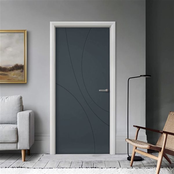 CALHOME 28 x 84-in Charcoal Grey Painted Composite MDF Interior Hollow Core Slab Door