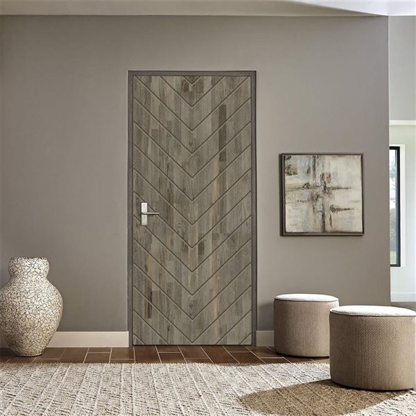 CALHOME 30 x 80-in Weather Grey Stained Pine Wood Interior Hollow Core Slab Door