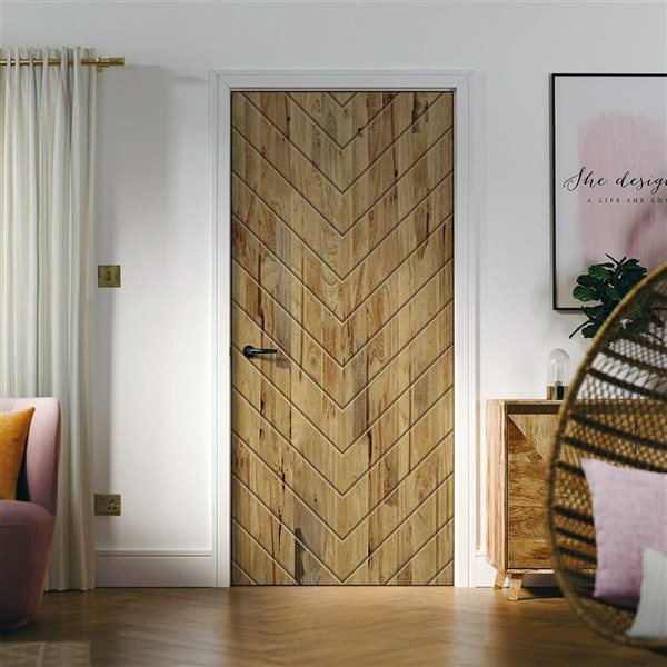 CALHOME 24 x 84-in Weather Oak Stained Pine Wood Interior Hollow Core Slab Door