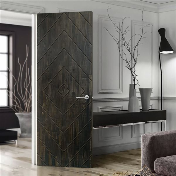 CALHOME 30 x 84-in Charcoal Black Stained Pine Wood Interior Hollow Core Slab Door