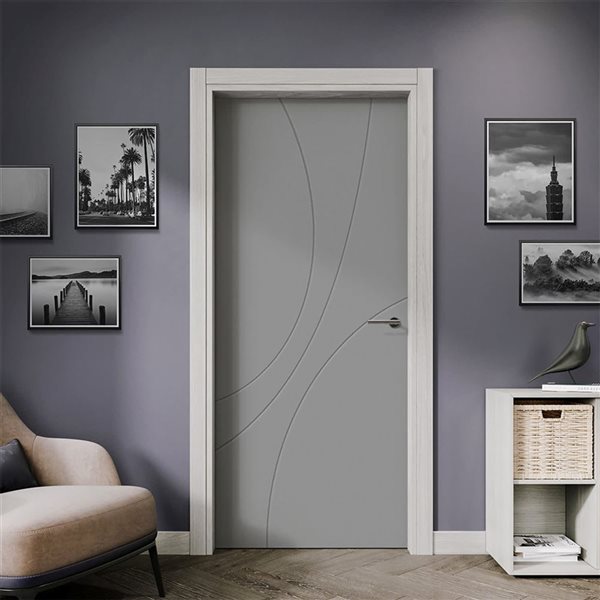 CALHOME 34 x 84-in Light Grey Painted Composite MDF Interior Hollow Core Slab Door