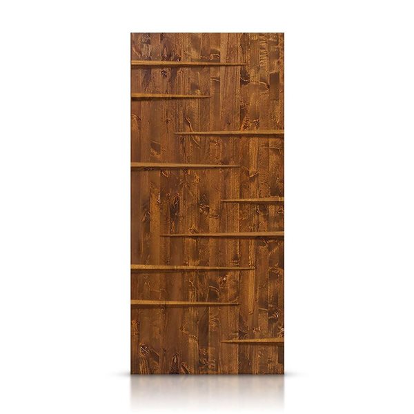 CALHOME 28 x 84-in Walnut Stained Pine Wood Modern Interior Slab Door