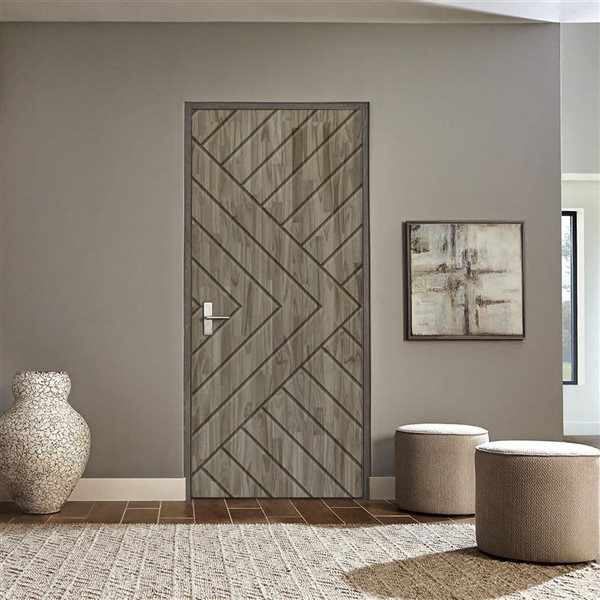 CALHOME 28 x 84-in Weather Grey Stained Pine Wood Interior Hollow Core Slab Door
