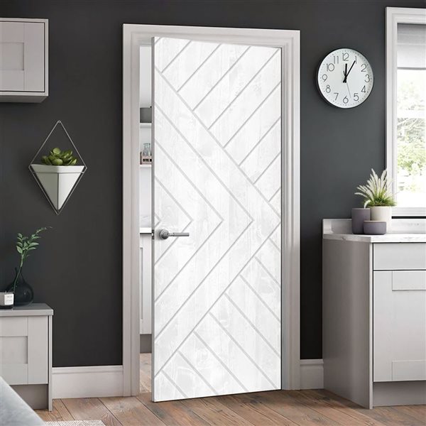 CALHOME 30 x 84-in White Stained Pine Wood Interior Hollow Core Slab Door