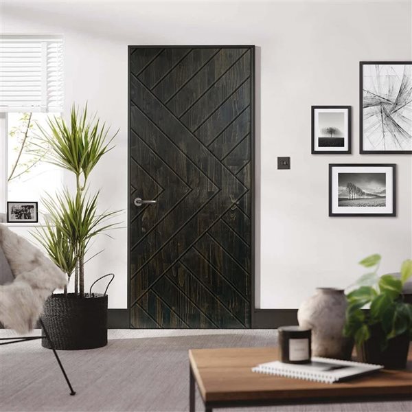 CALHOME 28 x 84-in Charcoal Black Stained Pine Wood Interior Hollow Core Slab Door
